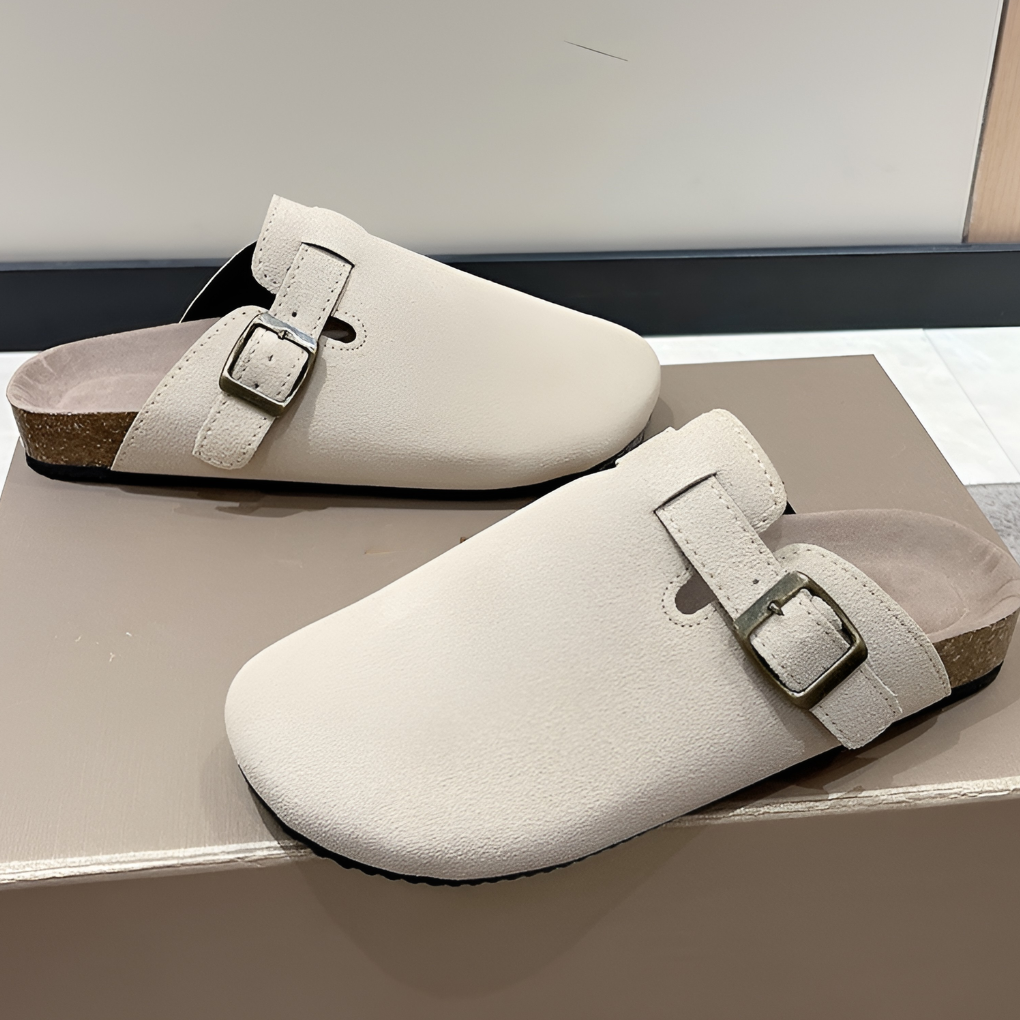 Men's Buckle Suede-Look Sliders | Slip On