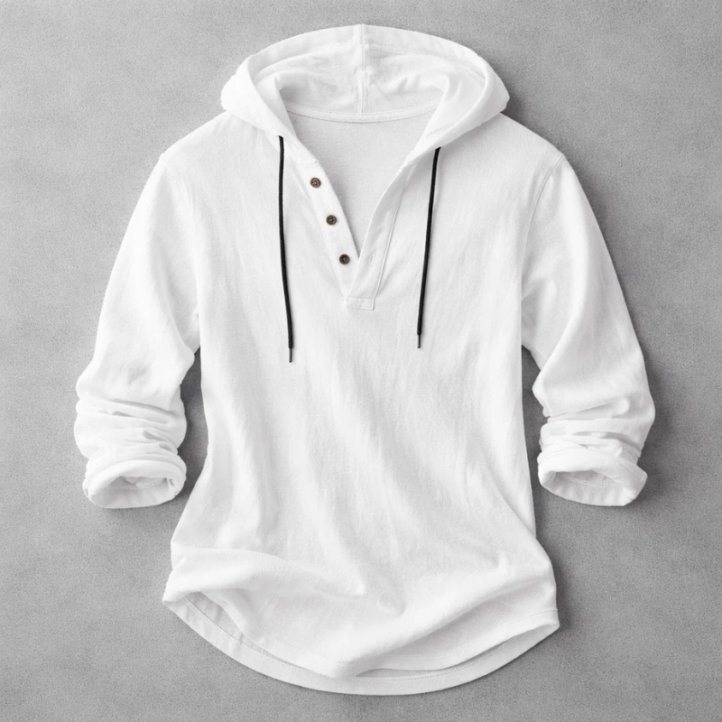 Men's Hooded Henley Hoodie | Long Sleeve
