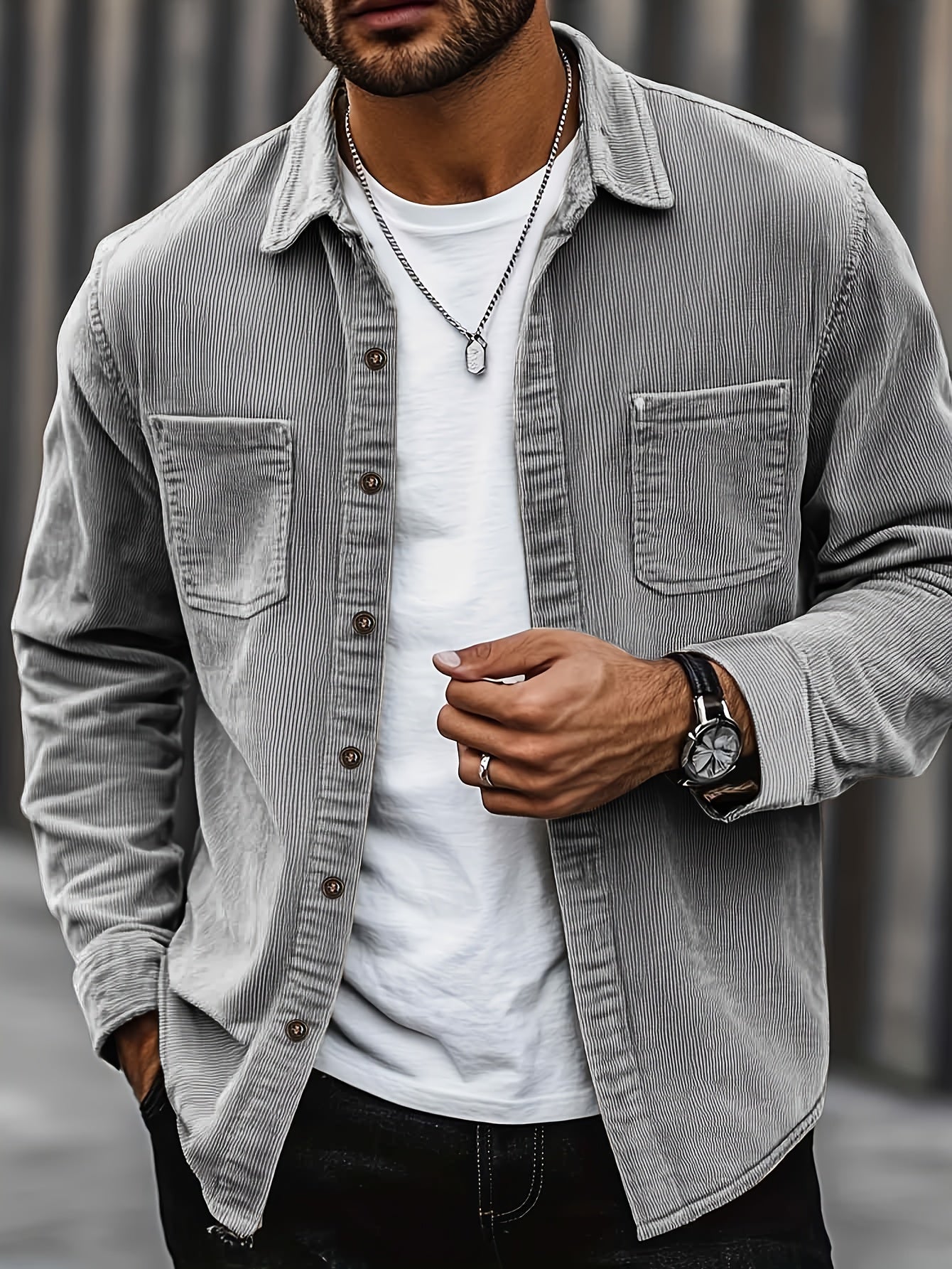 Men's Long Sleeve Shirt | Flap Pocket