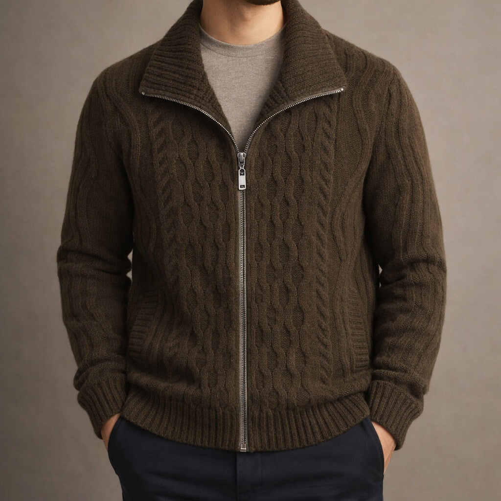 Men's Cable Knit Cardigan | Zip Up