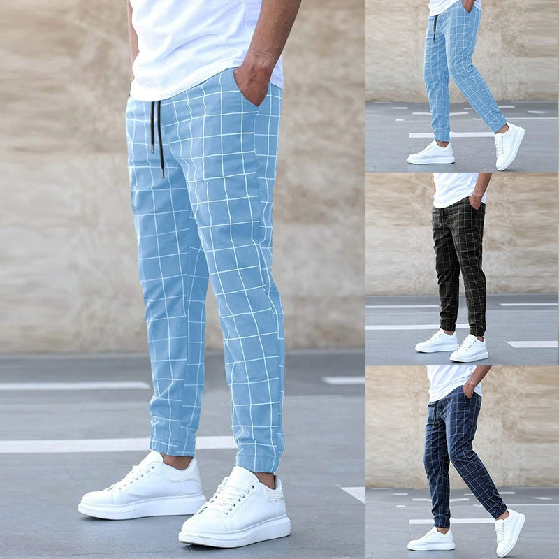 Men's Checked Tapered Trousers | Slim Fit
