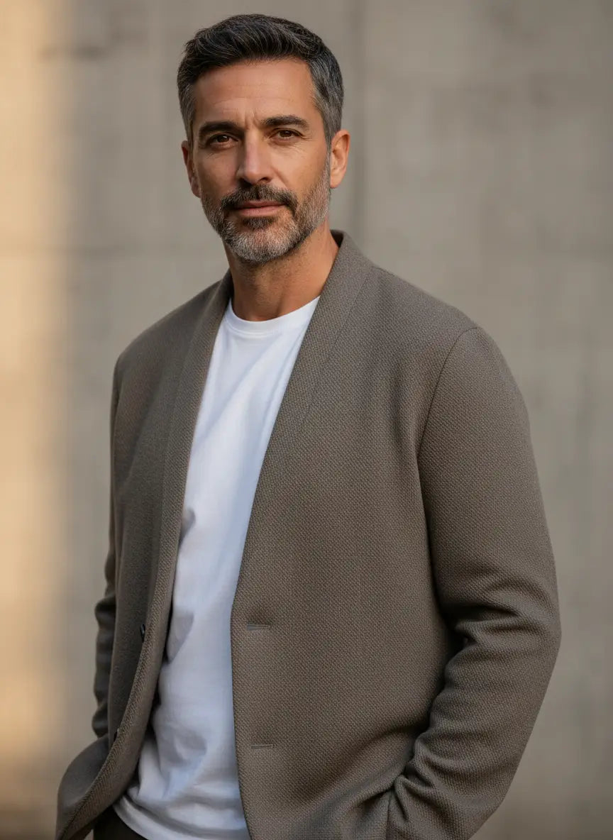 Men's Collarless Button Overshirt | Long Sleeve