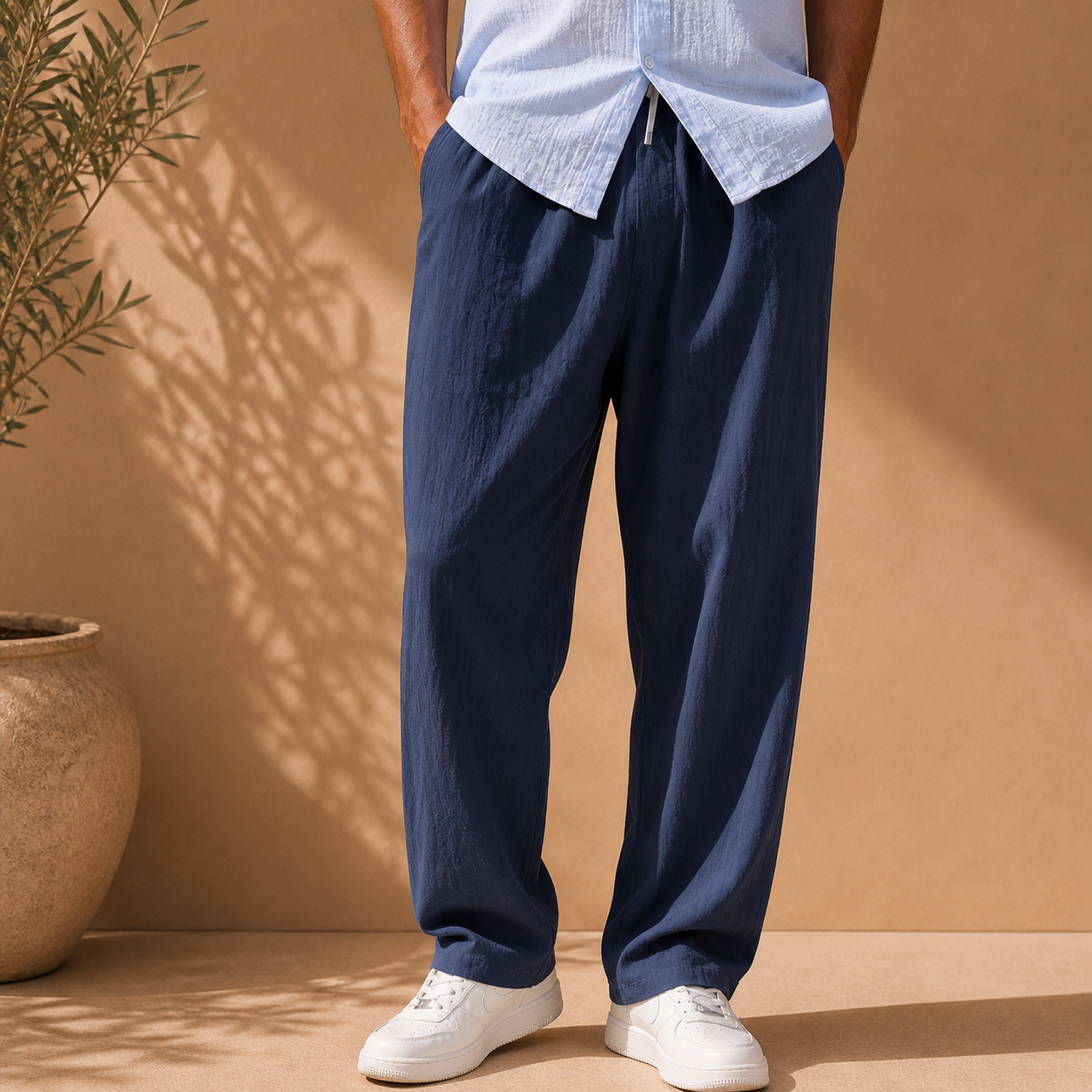 Men's Straight Leg Trousers | Drawstring Waist