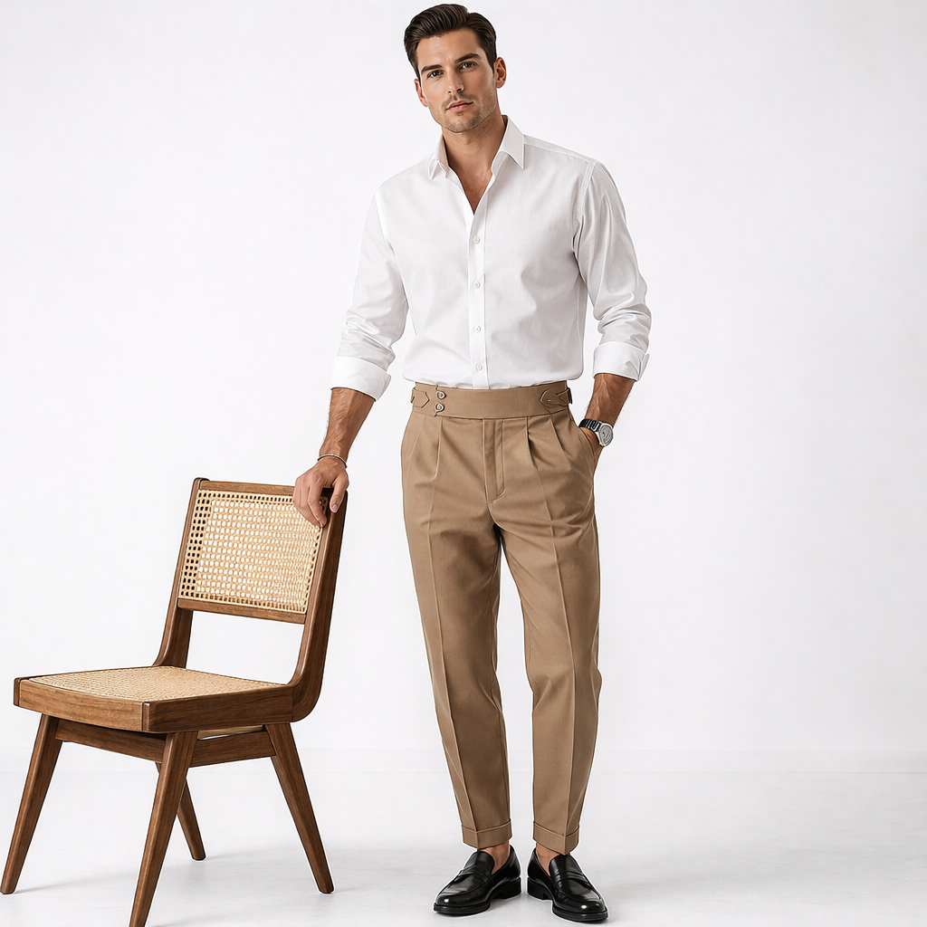 Men's Pleated Trousers | Tapered Fit