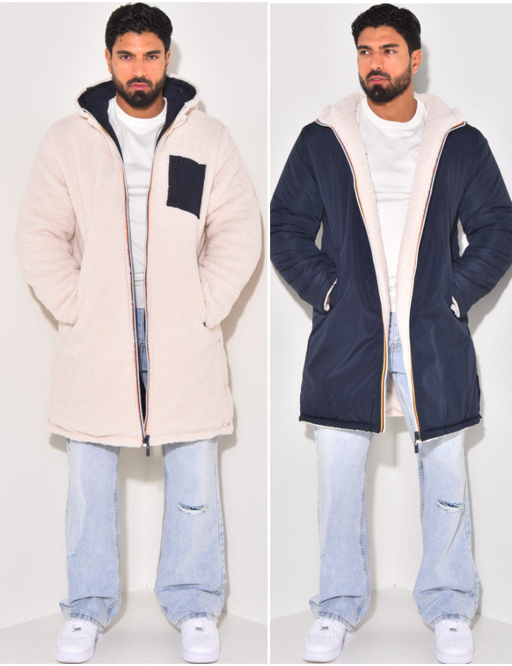 Men's Longline Hooded Coat | Zip Up