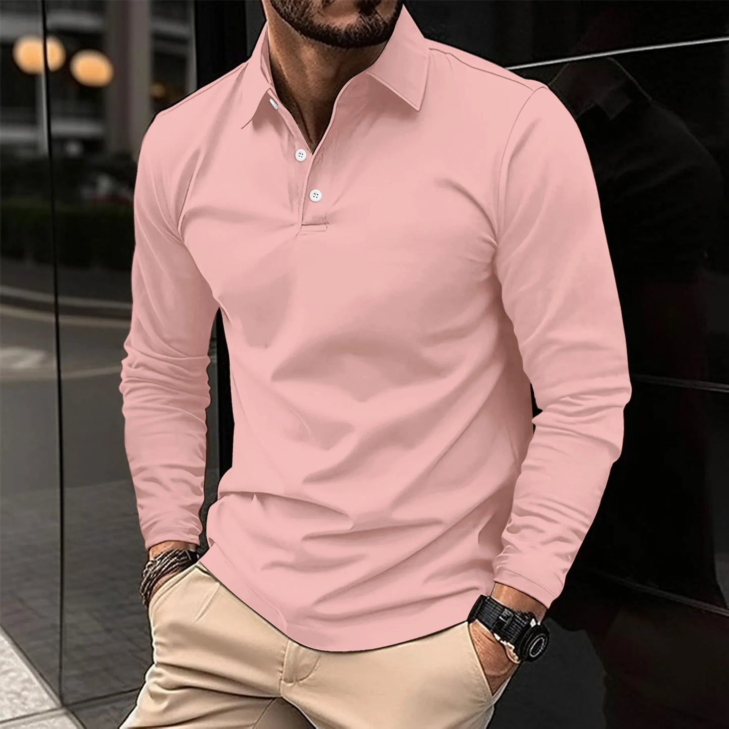 Men's Tipped Collar Polo Shirt | Long Sleeve