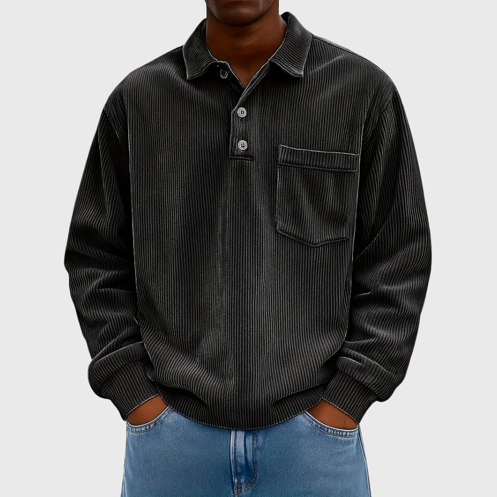 Men's Ribbed Polo | Long Sleeve