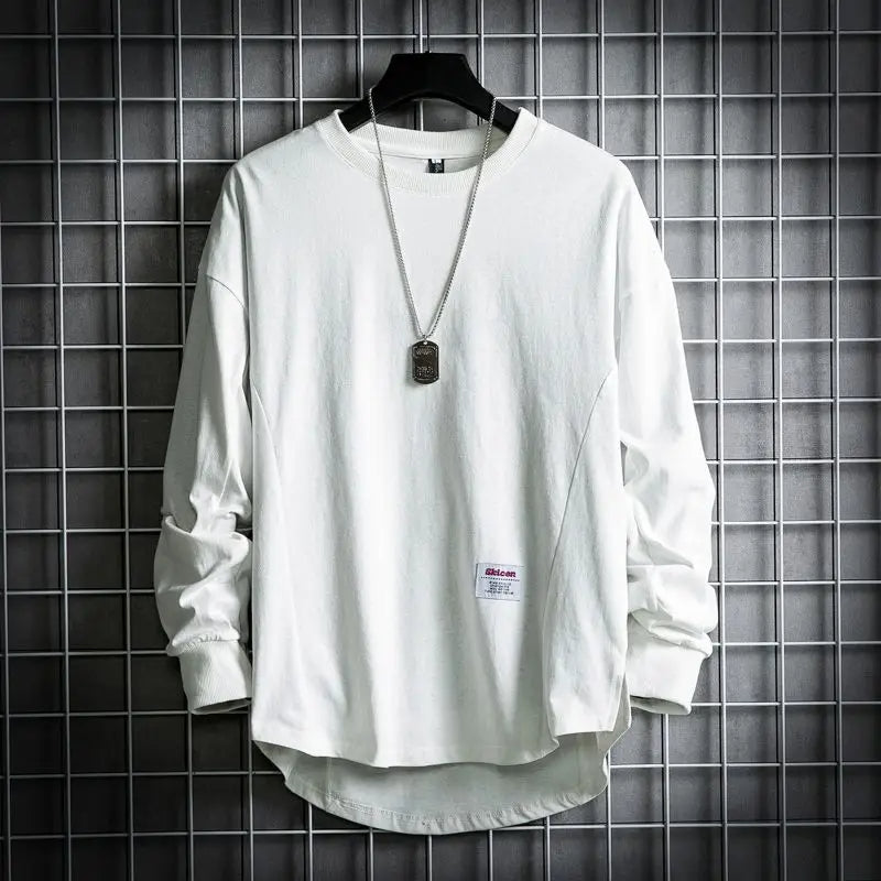 Men's Oversized Crew Neck T- T-Shirt | Long Sleeve