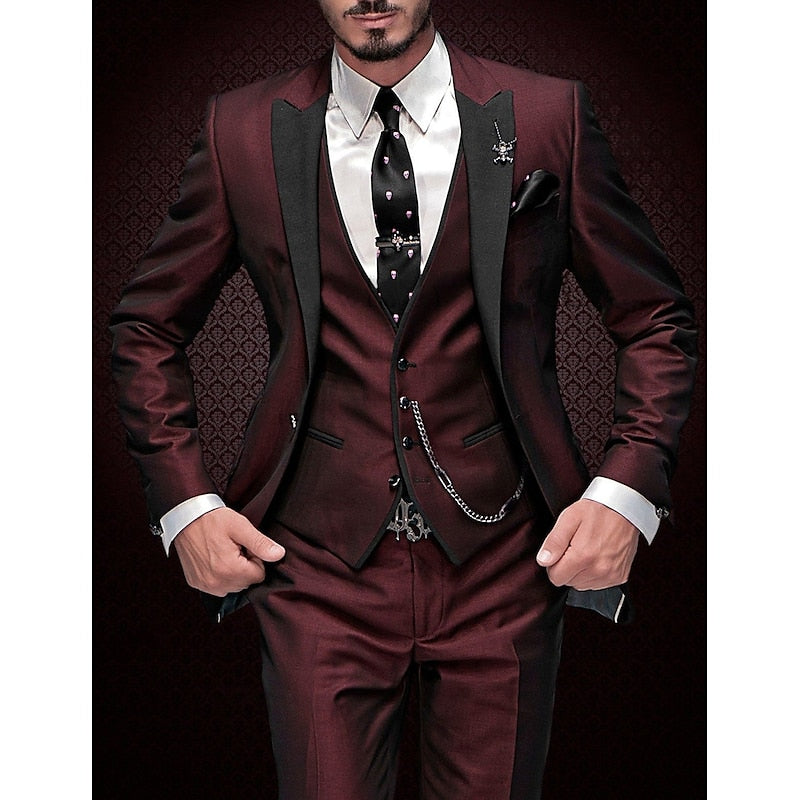 Men's Peak Lapel Three Piece Suit | Slim Fit