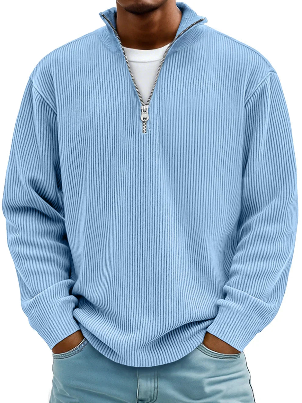 Men's Ribbed Half-Zip Jumper | Funnel Neck