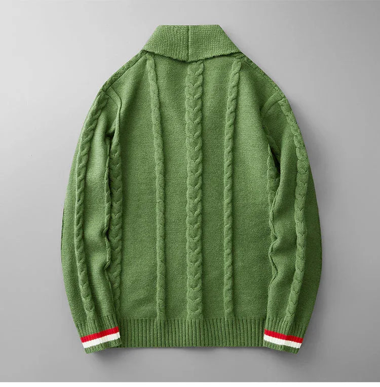 Men's Cable Knit Cardigan | Shawl Collar