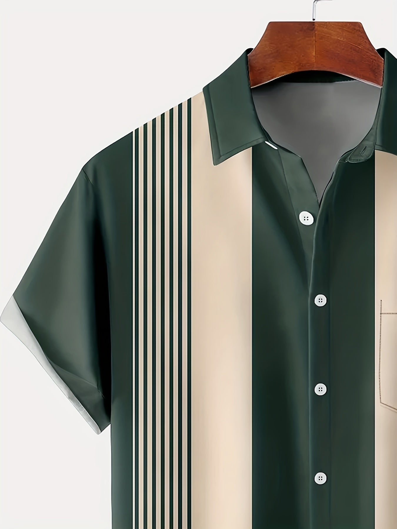 Men's Short Sleeve Bowling Shirt | Striped