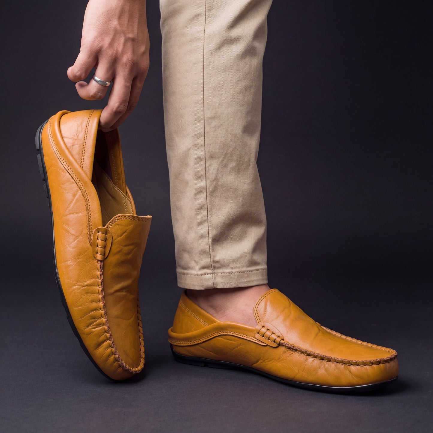 Men's Slip-On Driving Loafers | Moc-Toe Apron Stitch