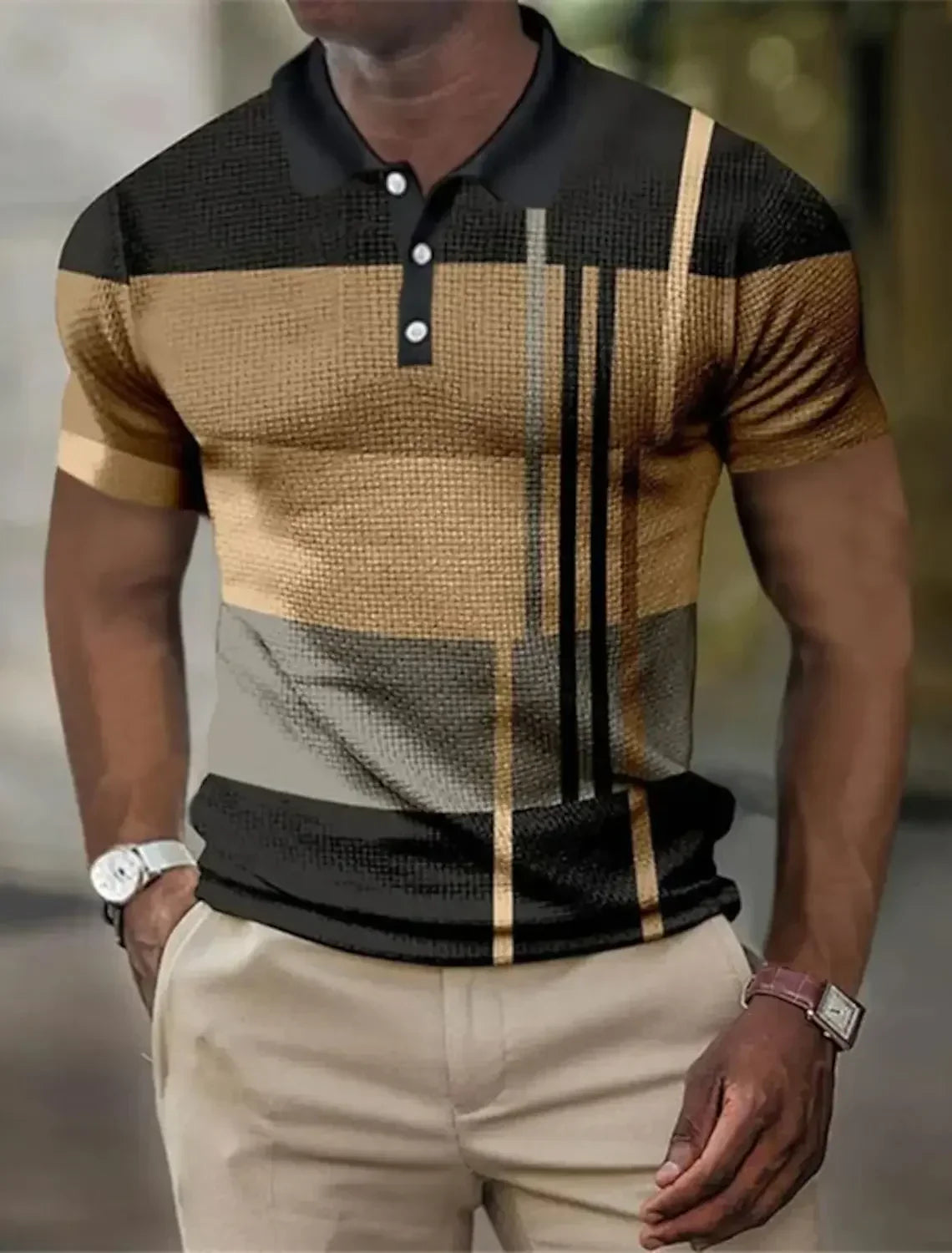 Men's Striped Polo Shirt | Pique Knit