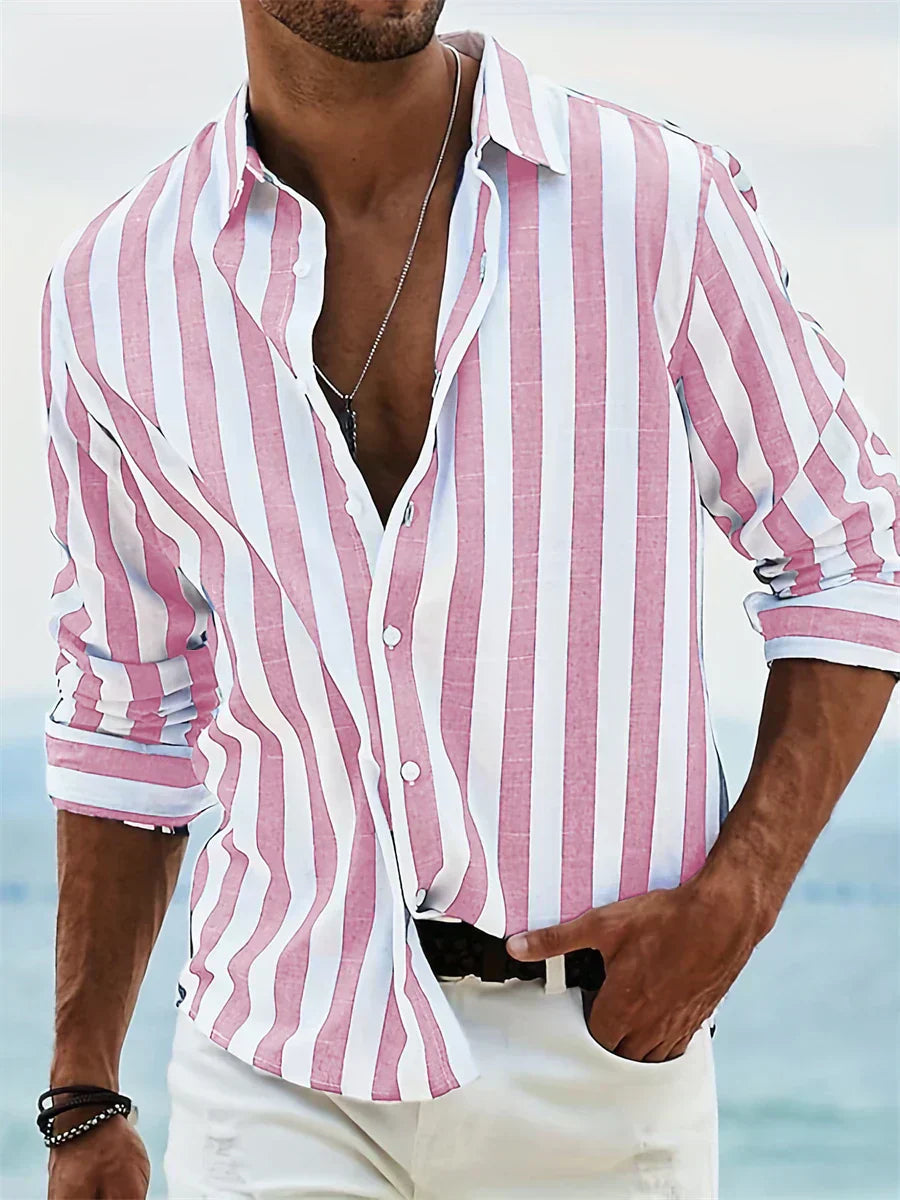Men's Striped Long Sleeve Shirt | Beach