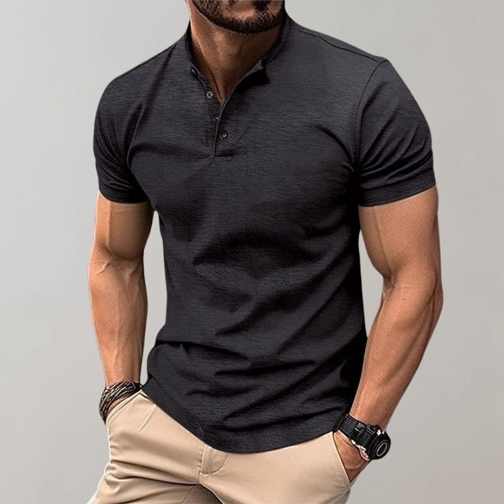 Men's Grandad Collar Polo | Short Sleeve