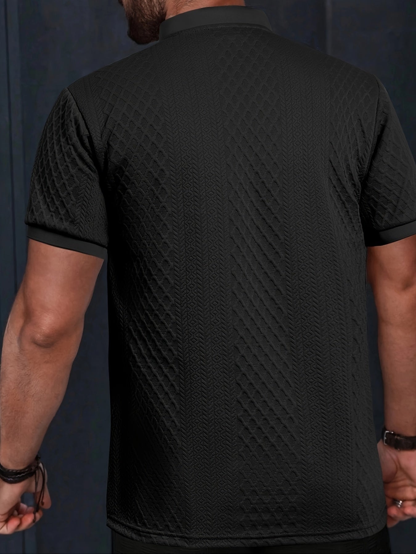 Men's Waffle Knit Henley T-Shirt | Short Sleeve