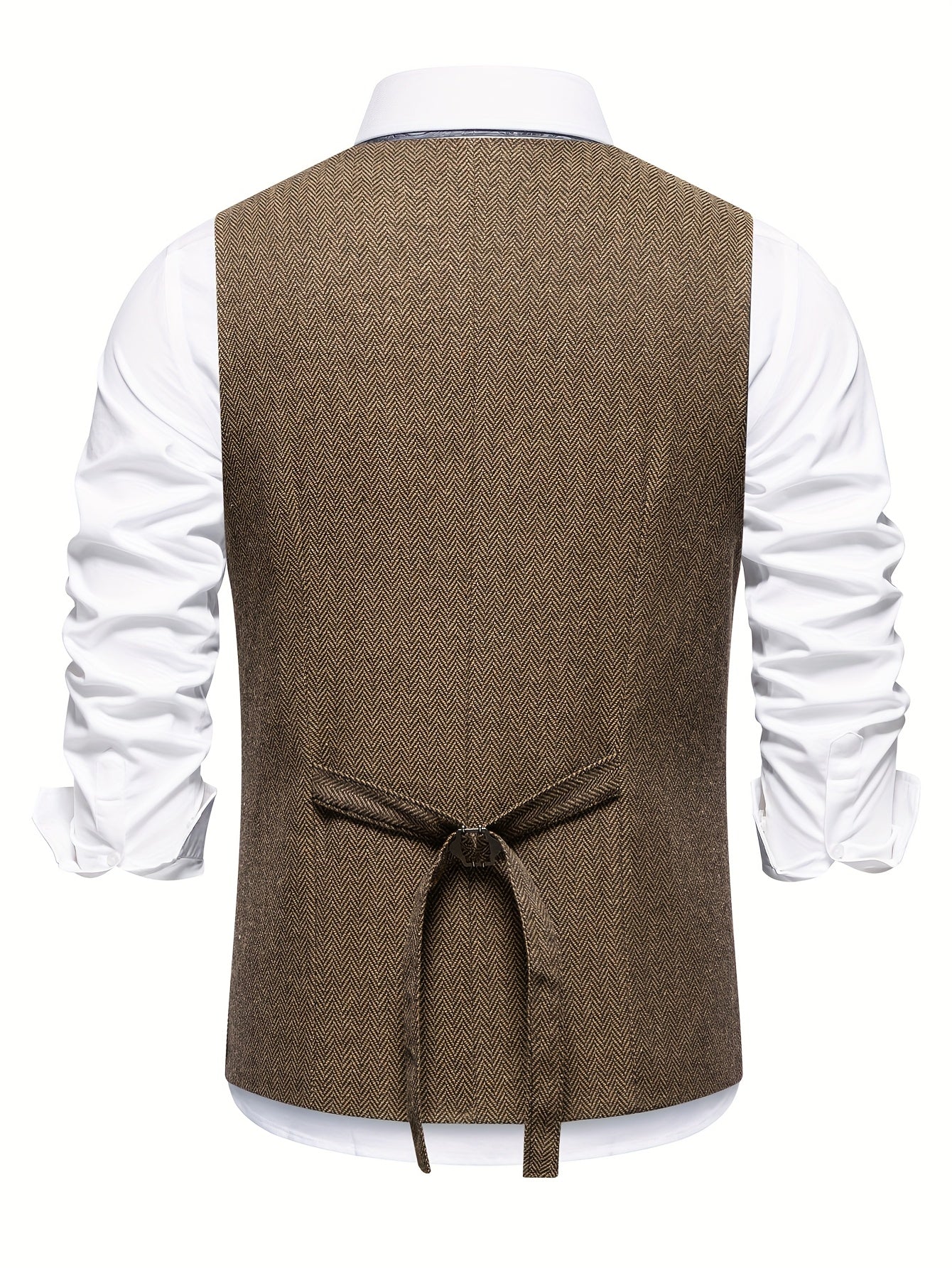 Men's Herringbone Tweed Waistcoat Suit | Double Breasted