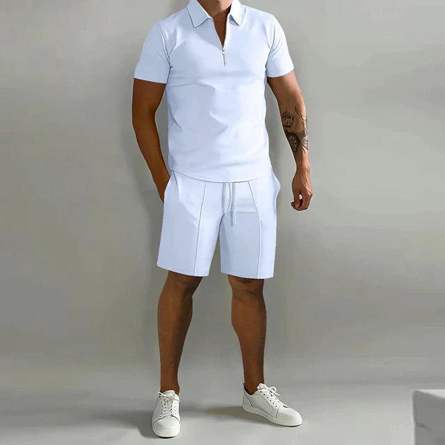 Men's Short Sleeve Polo Shirt | Zip Neck