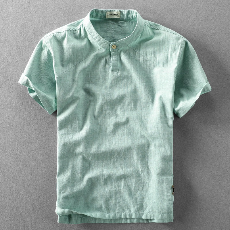 Men's Grandad Collar Shirt | Short Sleeve