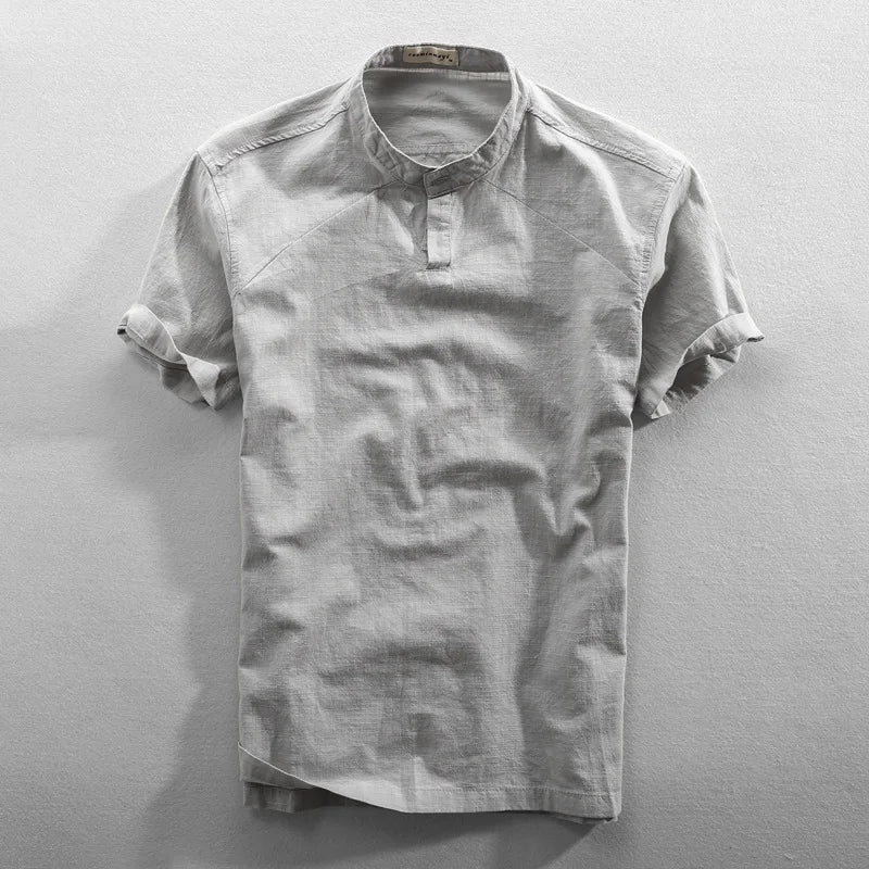 Men's Grandad Collar Shirt | Short Sleeve