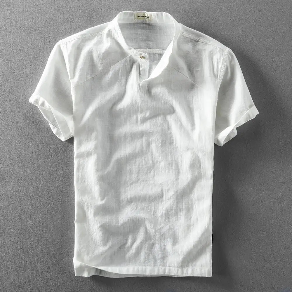 Men's Grandad Collar Shirt | Short Sleeve