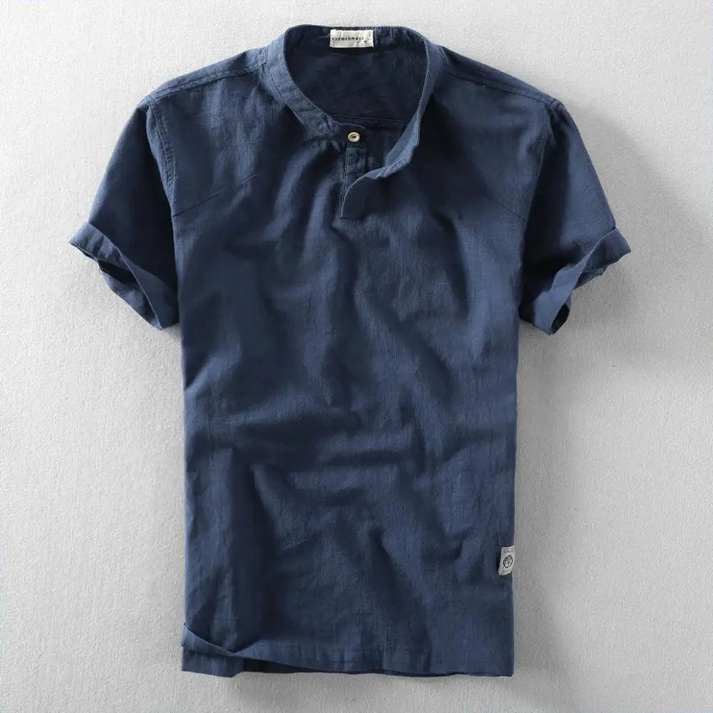 Men's Grandad Collar Shirt | Short Sleeve