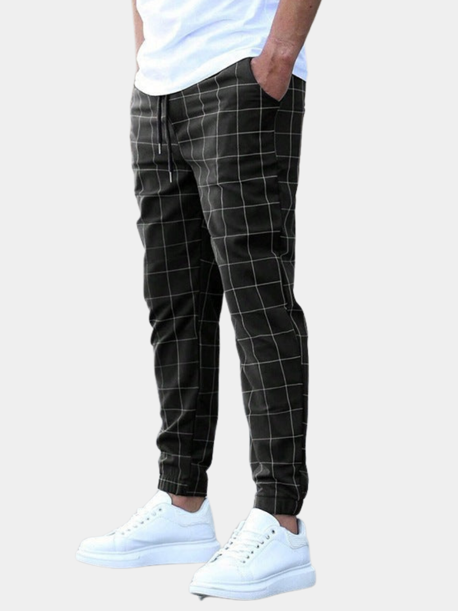 Men's Checked Tapered Trousers | Slim Fit
