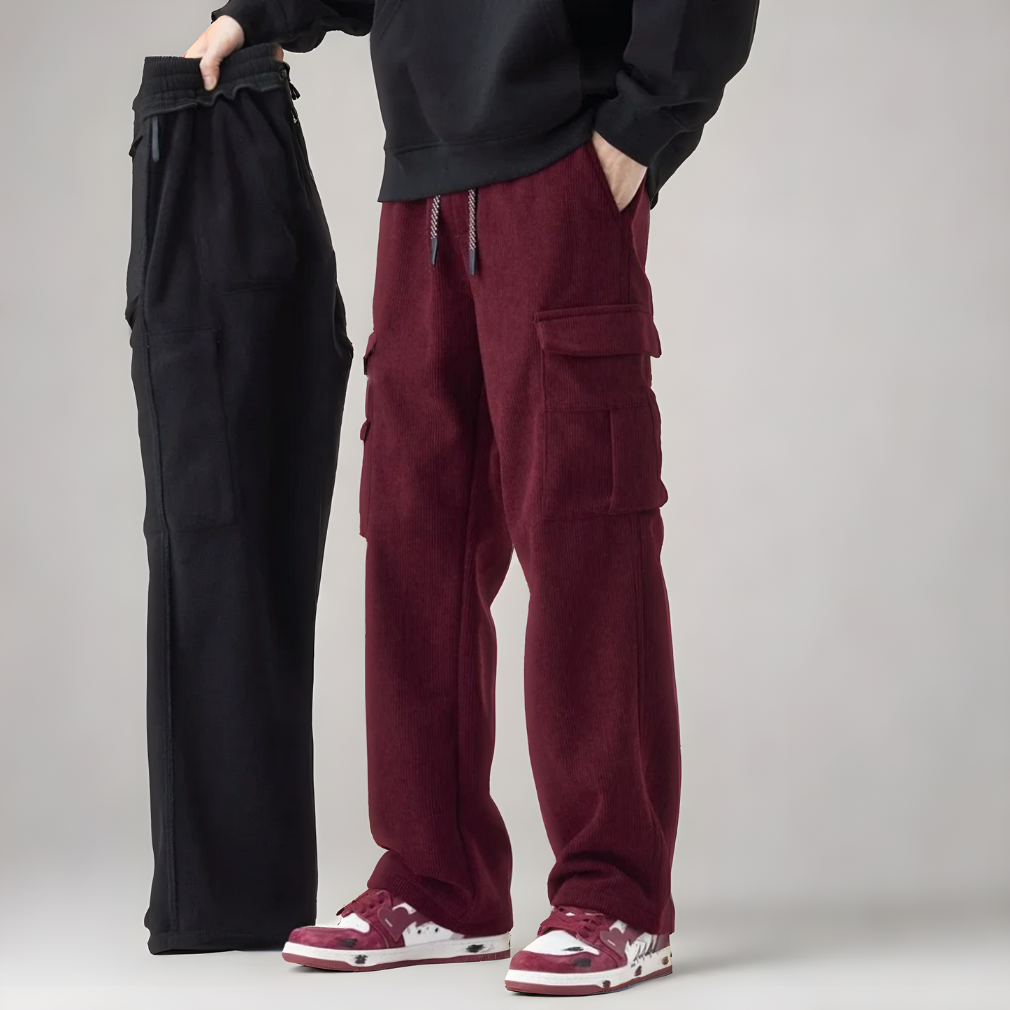 Men's Corduroy Cargo Trousers | Drawstring Waist