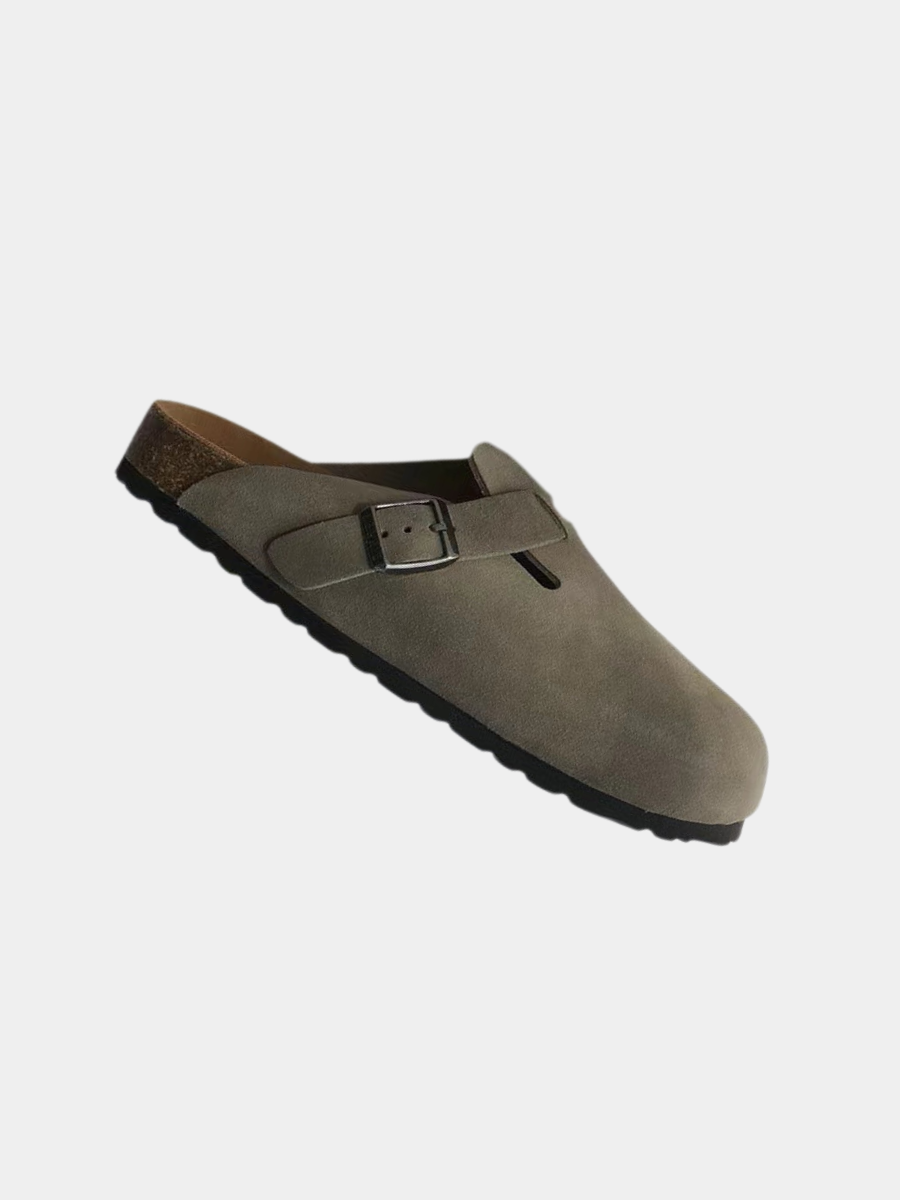 Men's Buckle Suede-Look Sliders | Slip On