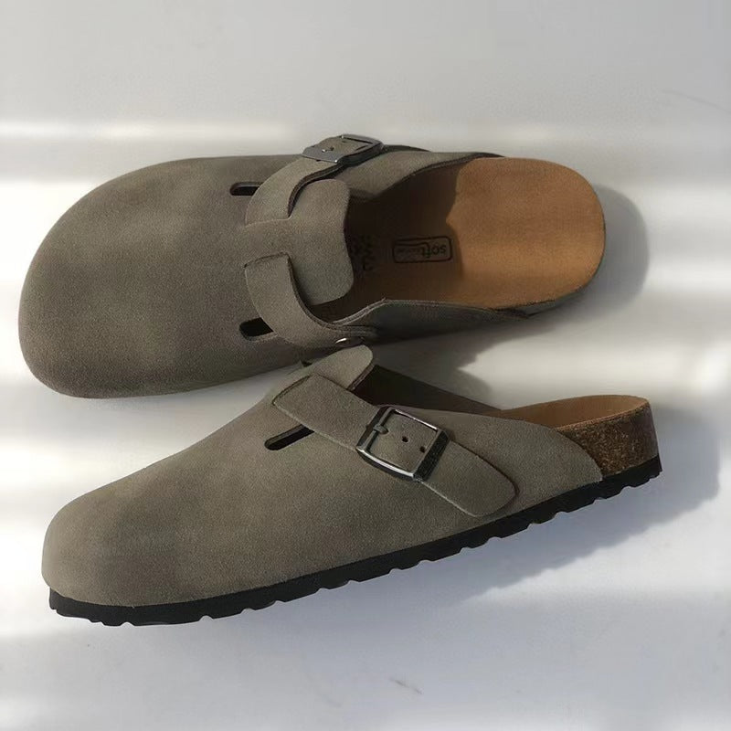 Men's Buckle Suede-Look Sliders | Slip On