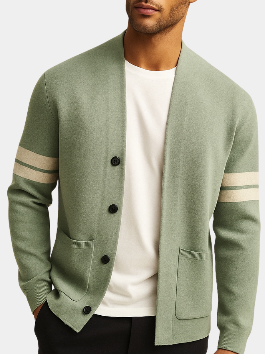 Men's Striped Cardigan | Button Up