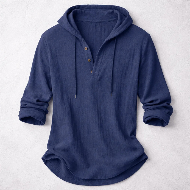 Men's Hooded Henley Hoodie | Long Sleeve