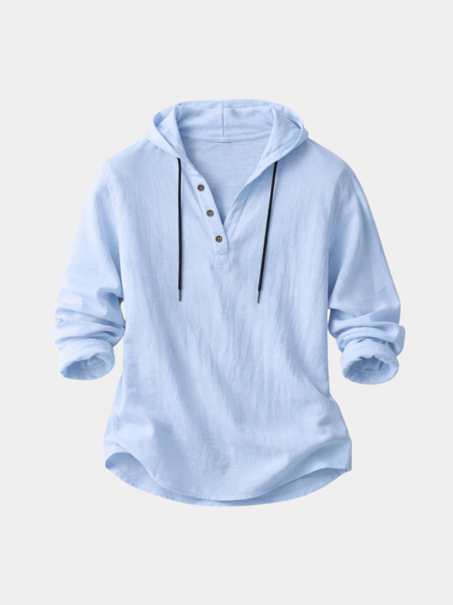 Men's Hooded Henley Hoodie | Long Sleeve