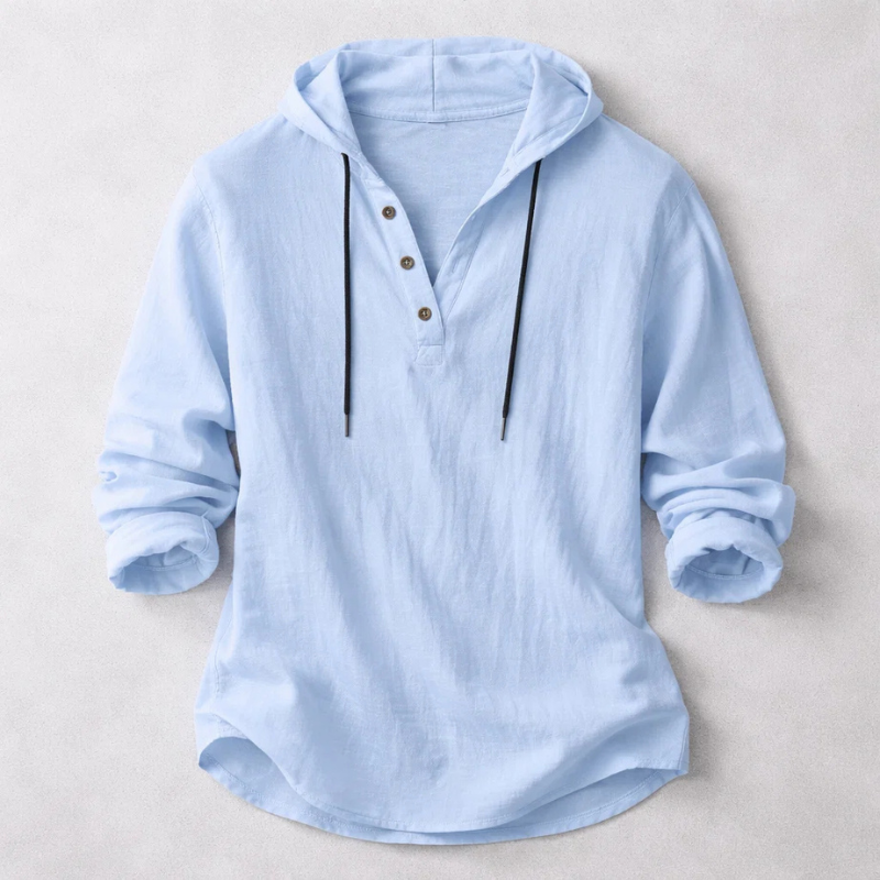 Men's Hooded Henley Hoodie | Long Sleeve