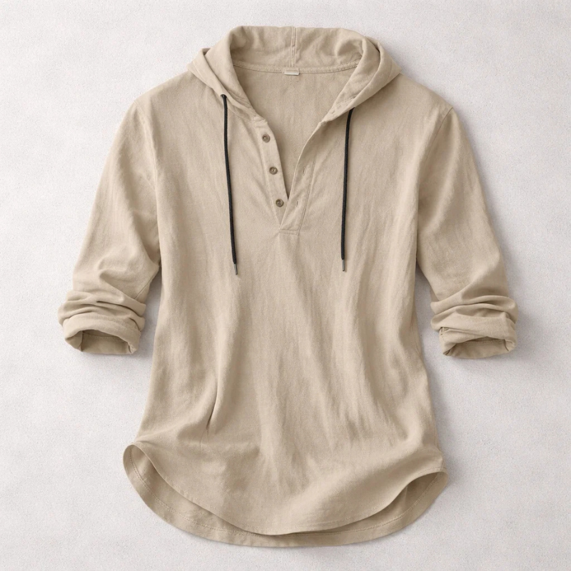 Men's Hooded Henley Hoodie | Long Sleeve