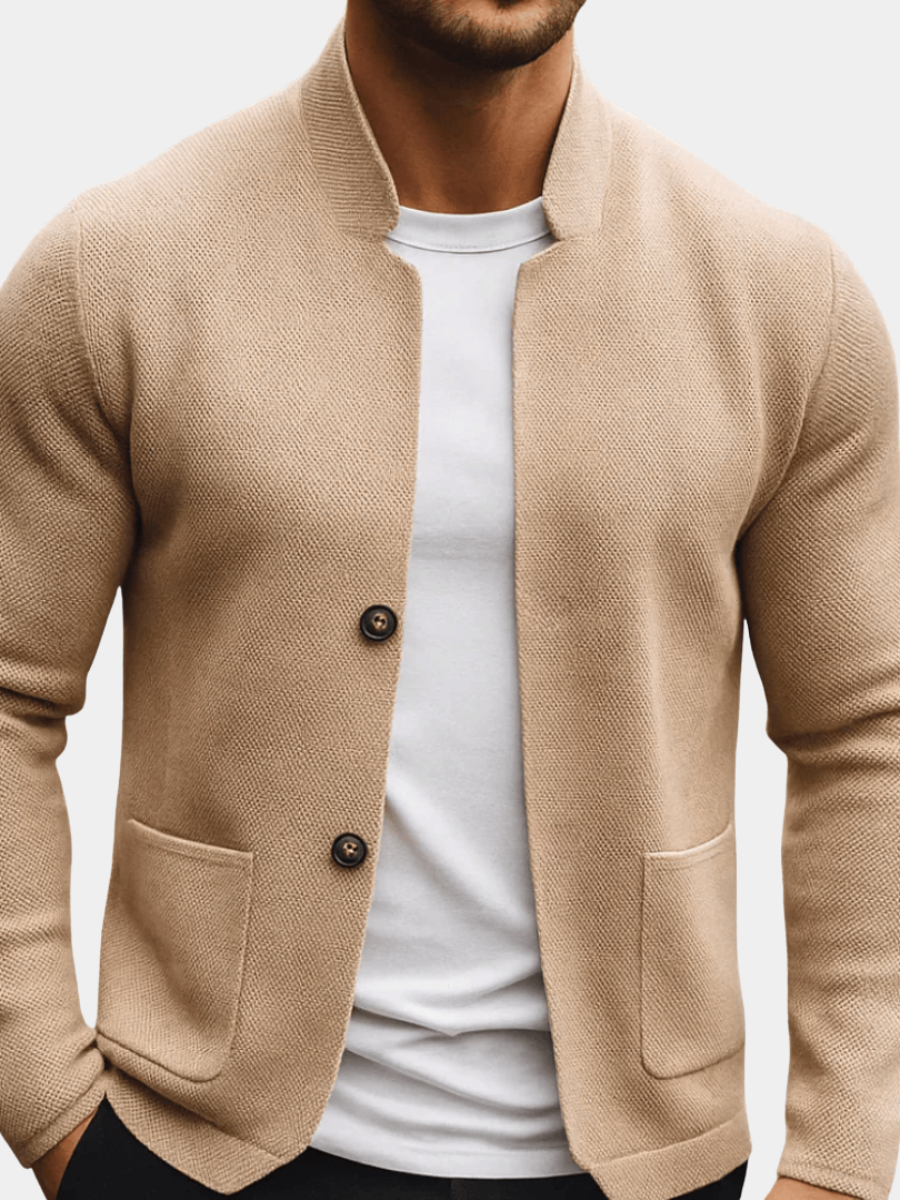 Men's Button Up Knitted Cardigan | Stand Collar