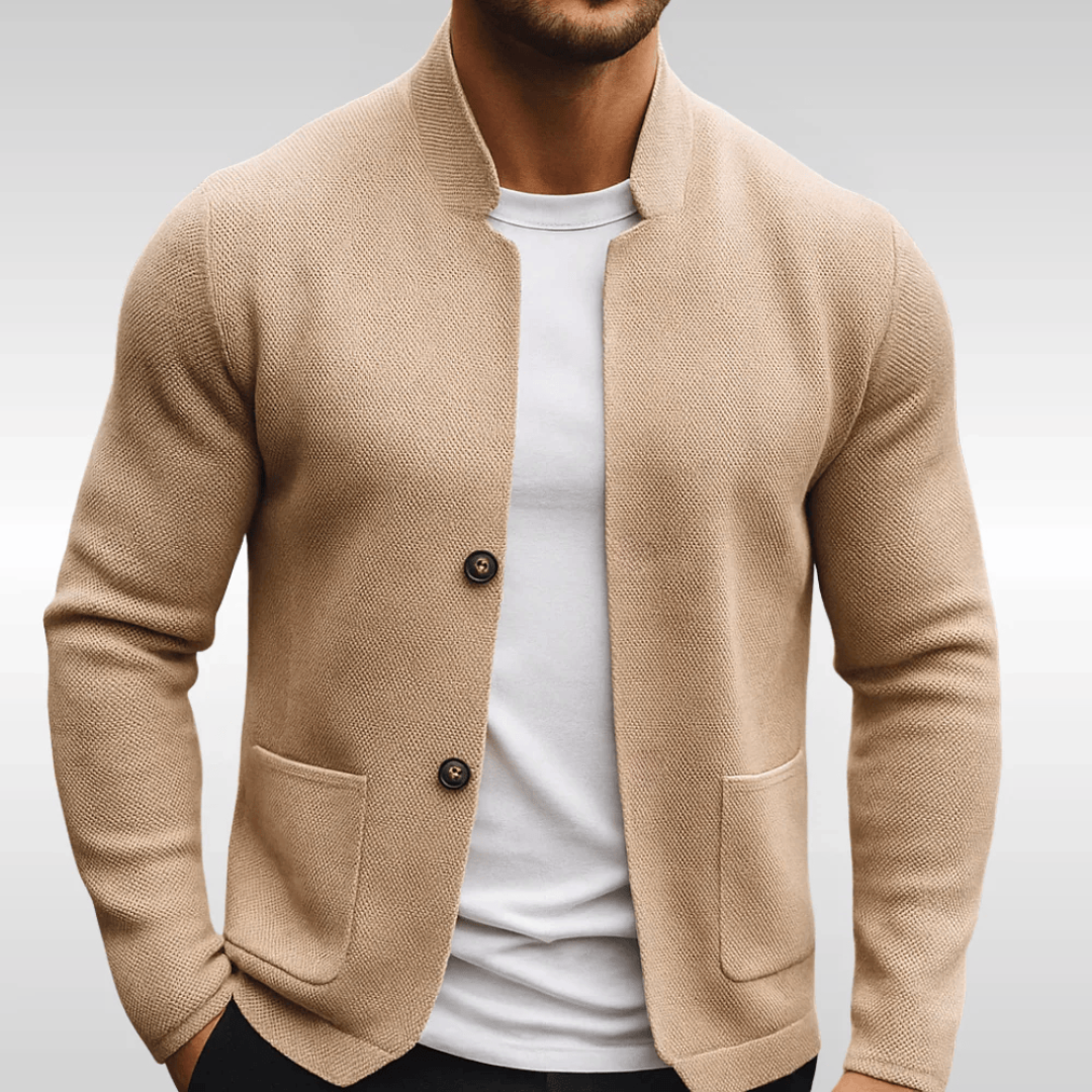 Men's Button Up Knitted Cardigan | Stand Collar