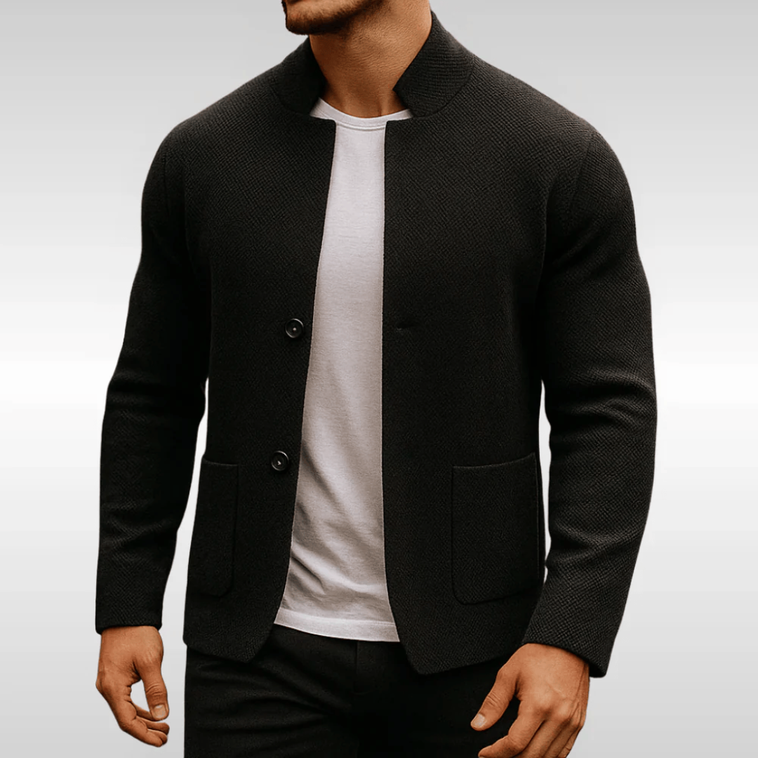 Men's Button Up Knitted Cardigan | Stand Collar