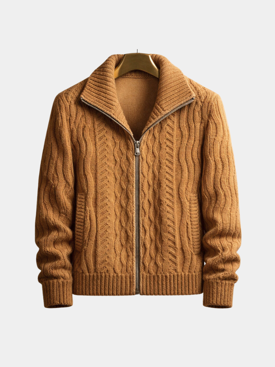 Men's Cable Knit Cardigan | Zip Up