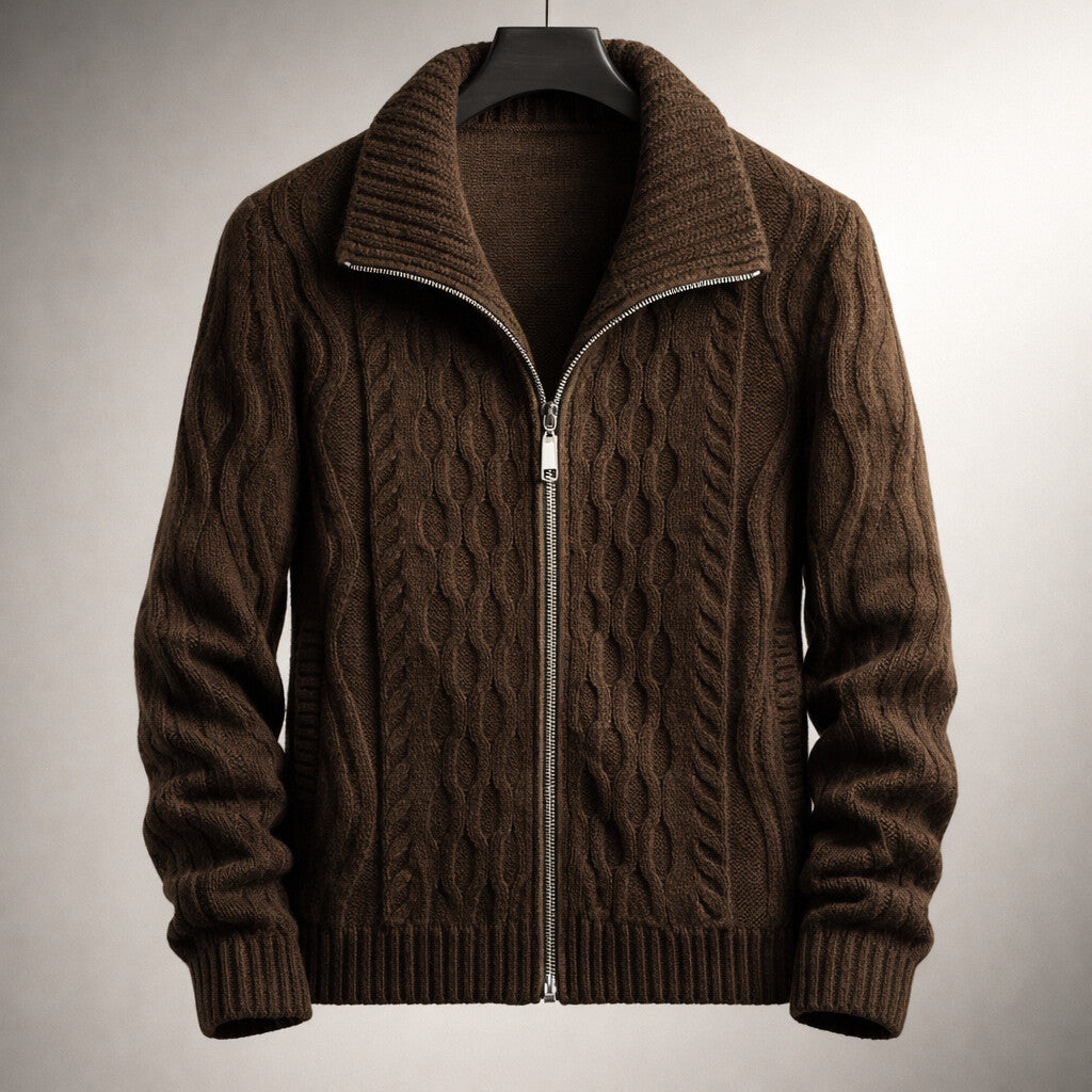 Men's Cable Knit Cardigan | Zip Up