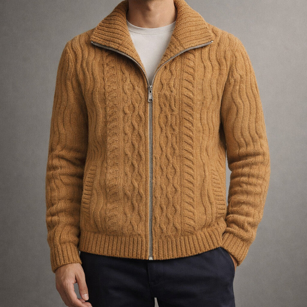 Men's Cable Knit Cardigan | Zip Up