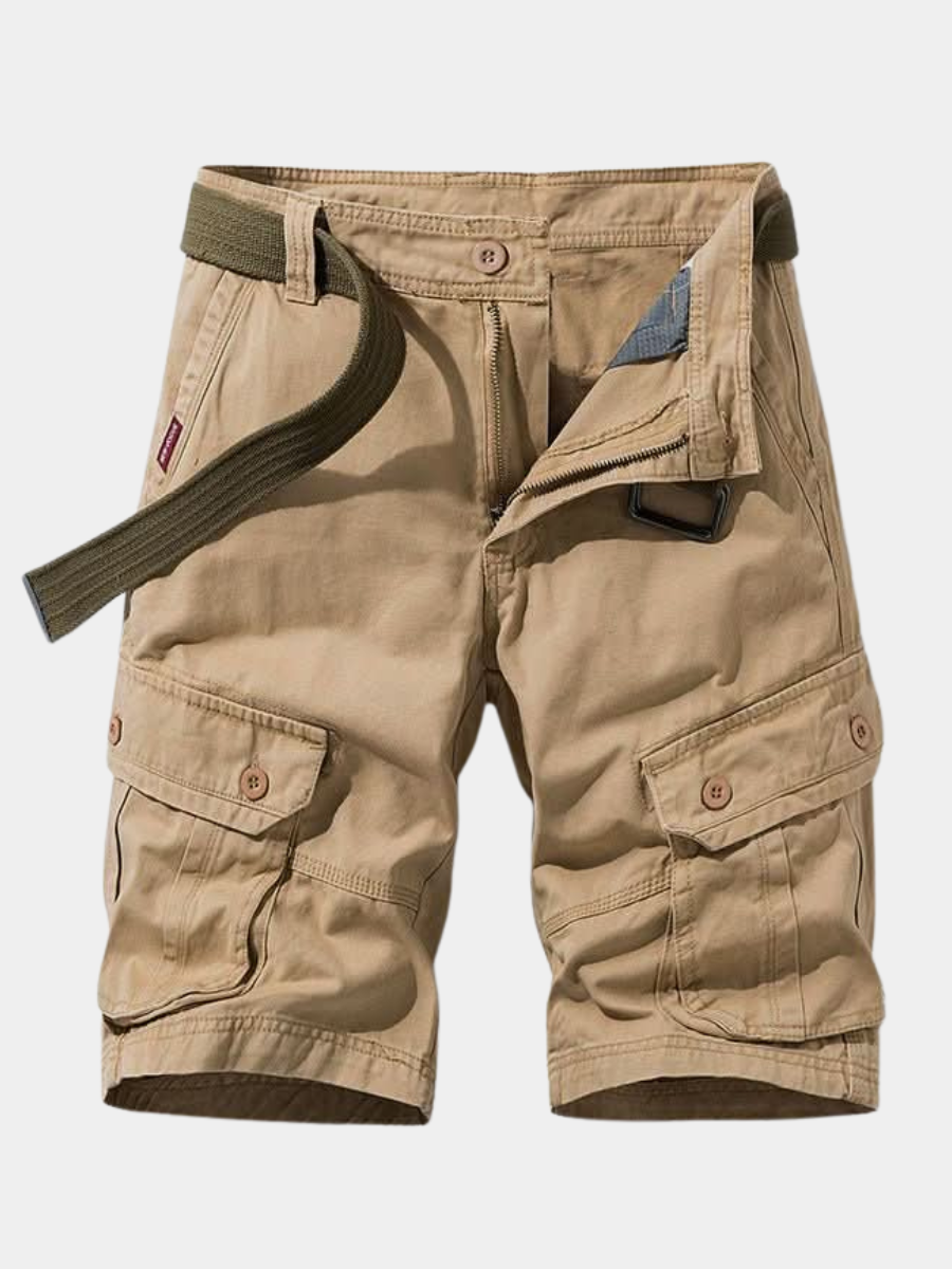 Men's Cargo Button-Pocket Shorts | Zip Fly with Belt