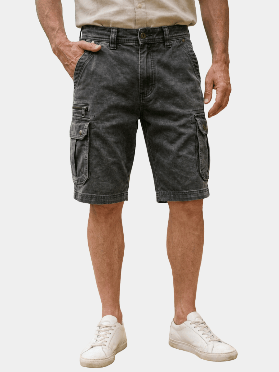 Men's Washed Cargo Shorts | Zip Pocket