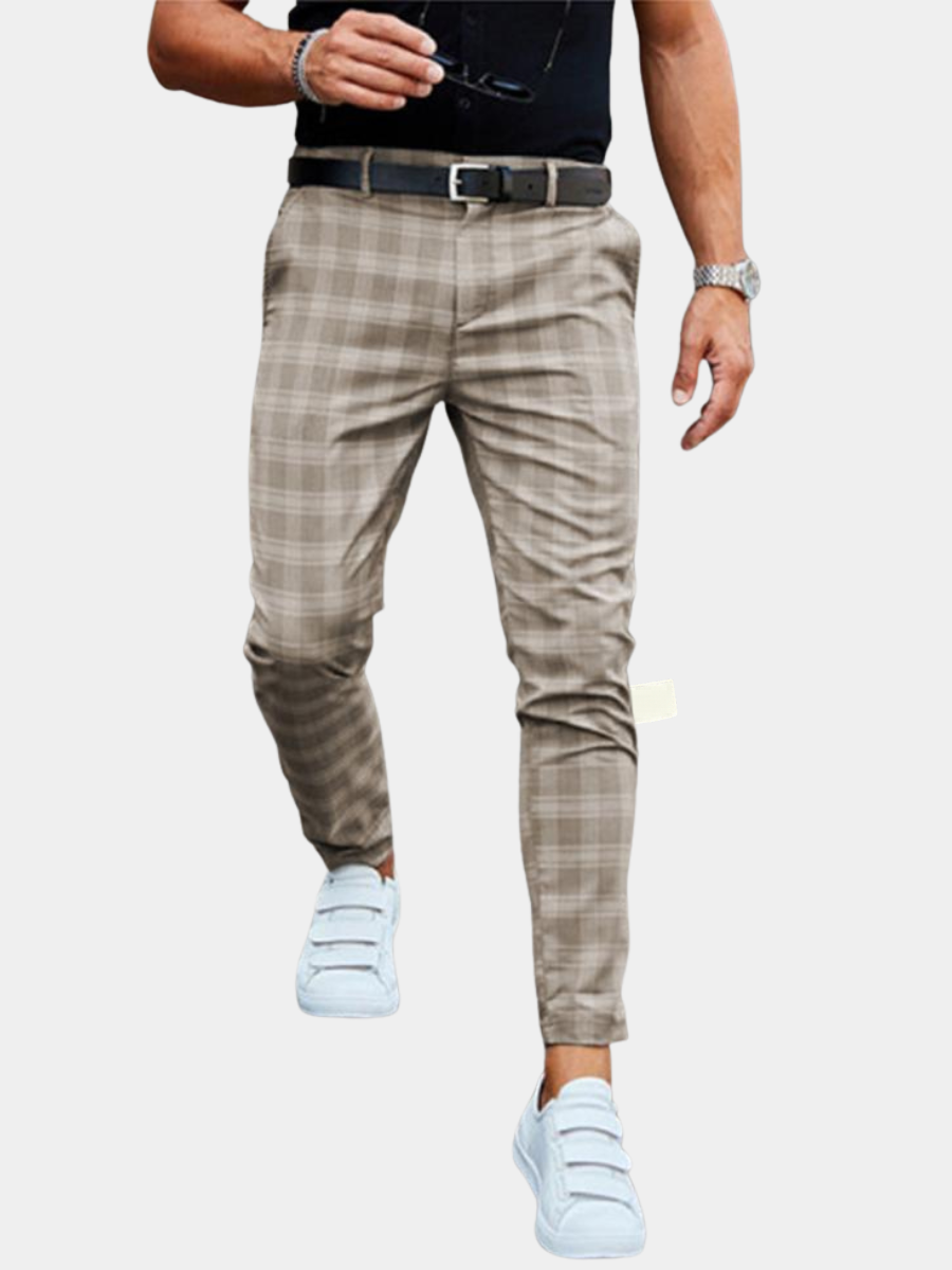 Men's Checked Slim Chino Trousers | Slim Fit