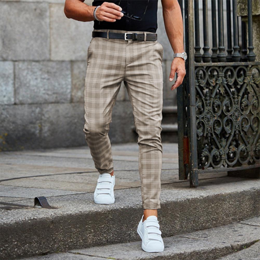Men's Checked Slim Chino Trousers | Slim Fit