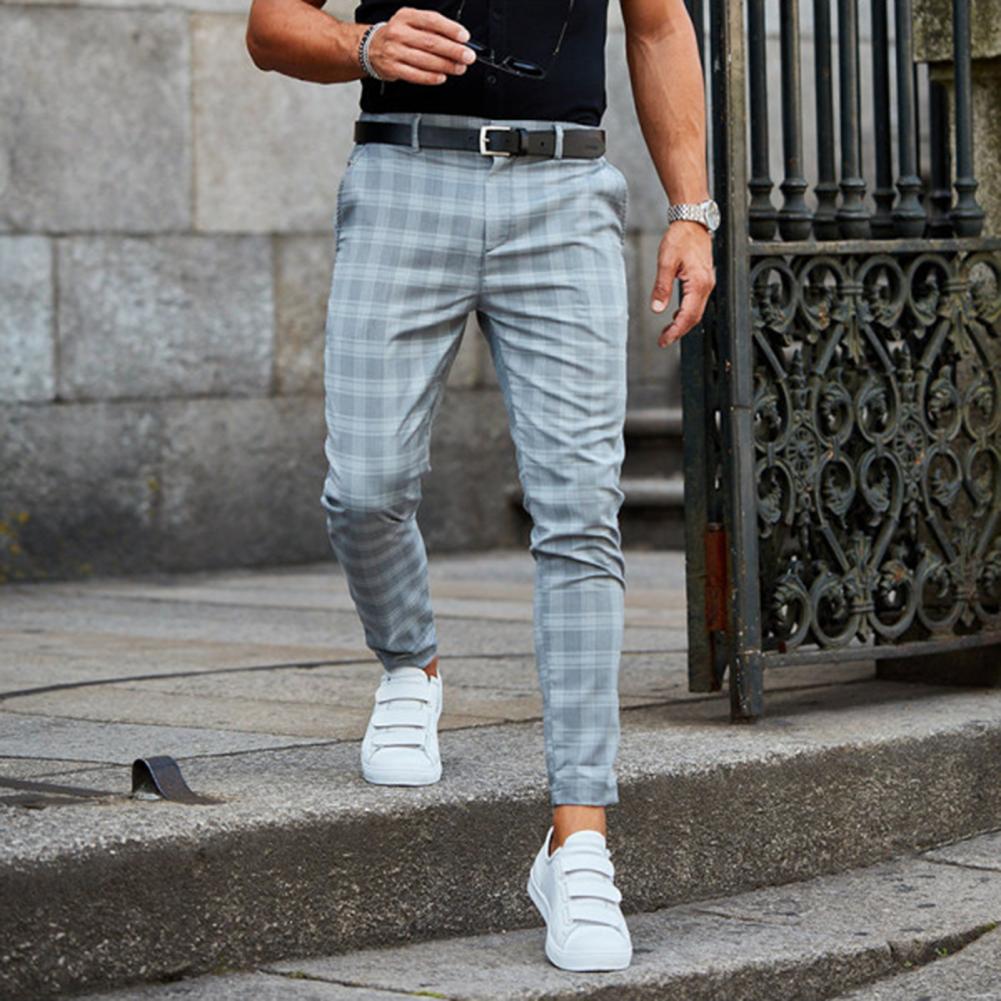 Men's Checked Slim Chino Trousers | Slim Fit