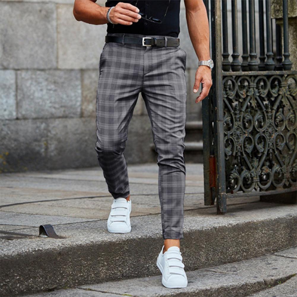 Men's Checked Slim Chino Trousers | Slim Fit