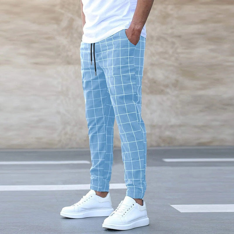 Men's Checked Tapered Trousers | Slim Fit