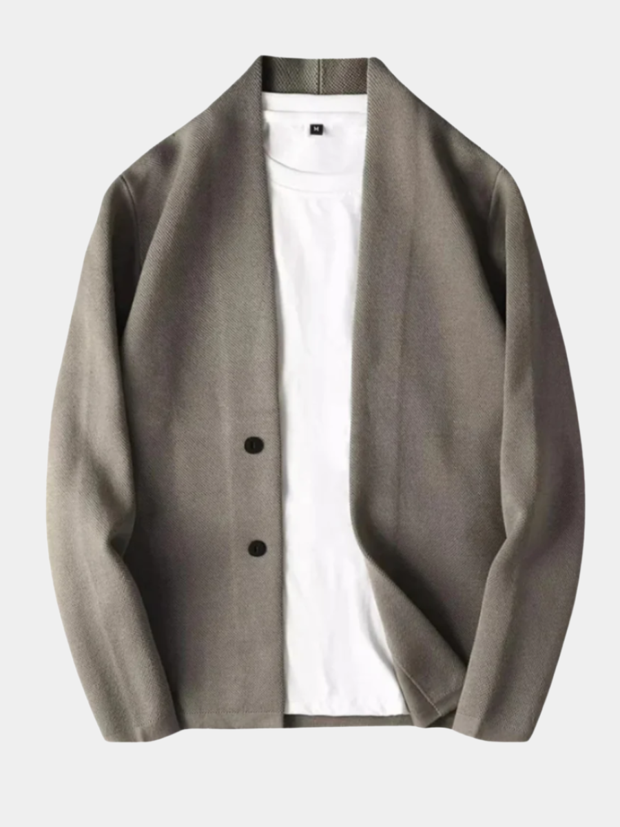 Men's Collarless Button Overshirt | Long Sleeve